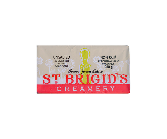 St. Brigid's Unsalted, Organic, Grass Fed, Single Herd A2 Jersey Butter - 84% M.F